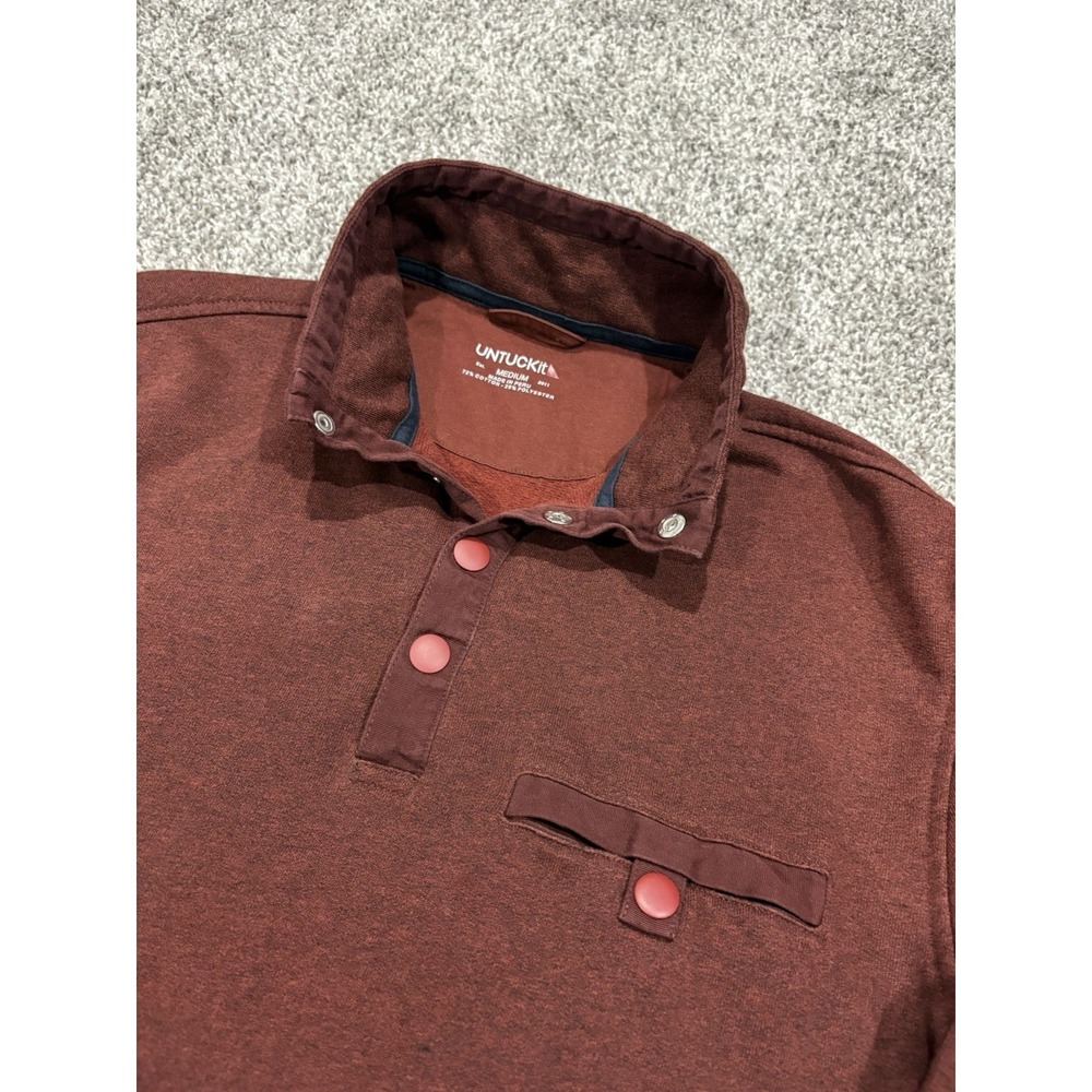 Untuckit Sweater Mens Medium Red Parkson Quarter Snap Casual Preppy Golf Dre